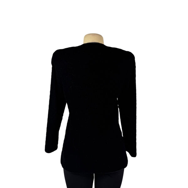 Ann Hobbs For Cattiva Womens Black Acetate Rayon Velvet Zip Jacket Size S