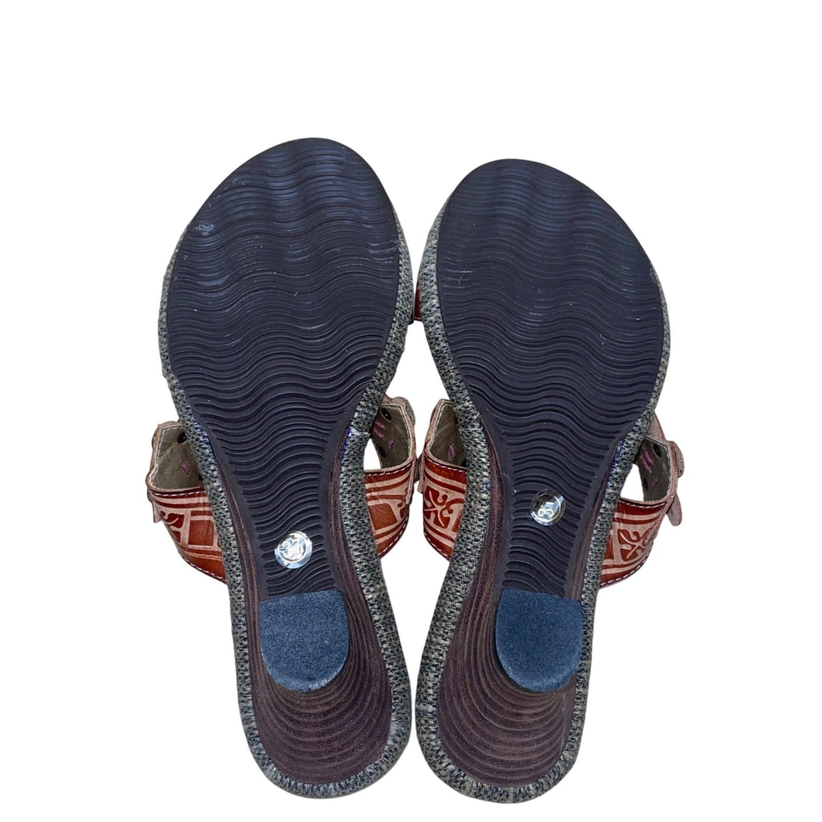 Spring Step Women’s Brown Leather Floral Slip-On Savory Heeled Sandals Size 37