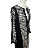 Nic+Zoe Black & White Open Front Cardigan Sweater With Button Closure Sz XL