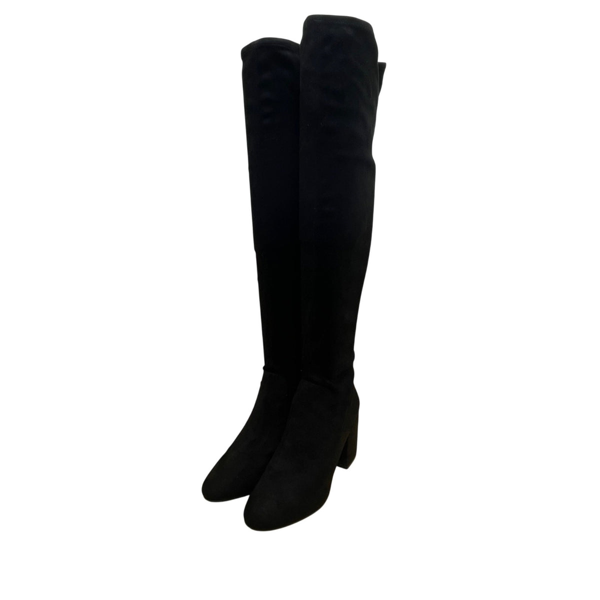 Bar III Women’s Black Suede Block Heel Over-The-Knee Boots Size 8M