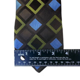 Ted Baker Mens Black Silk Geometric Tie Green & Blue Squares Modern Pattern