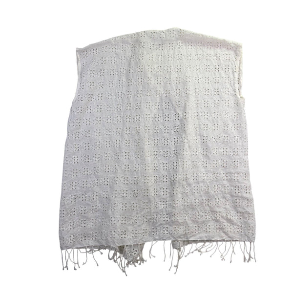 J.Crew Womens White  Sleeveless Eyelet Top With Fringe Hem Sz M-L