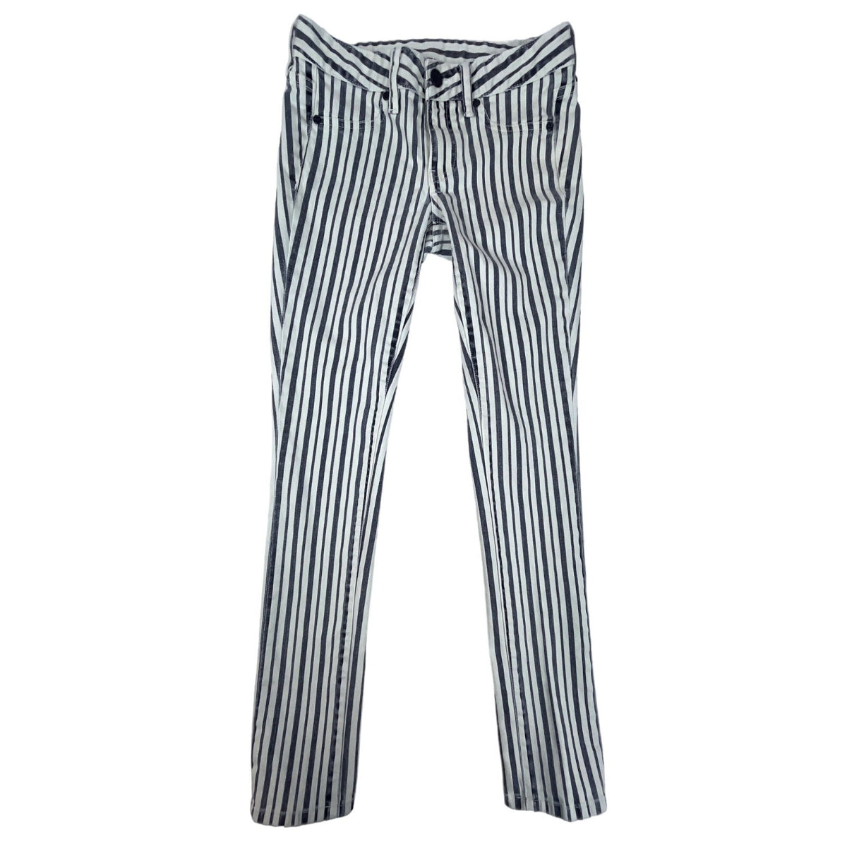 Tory Burch Women's White Blue Striped Marleen Stretchable Jeans Sz 26