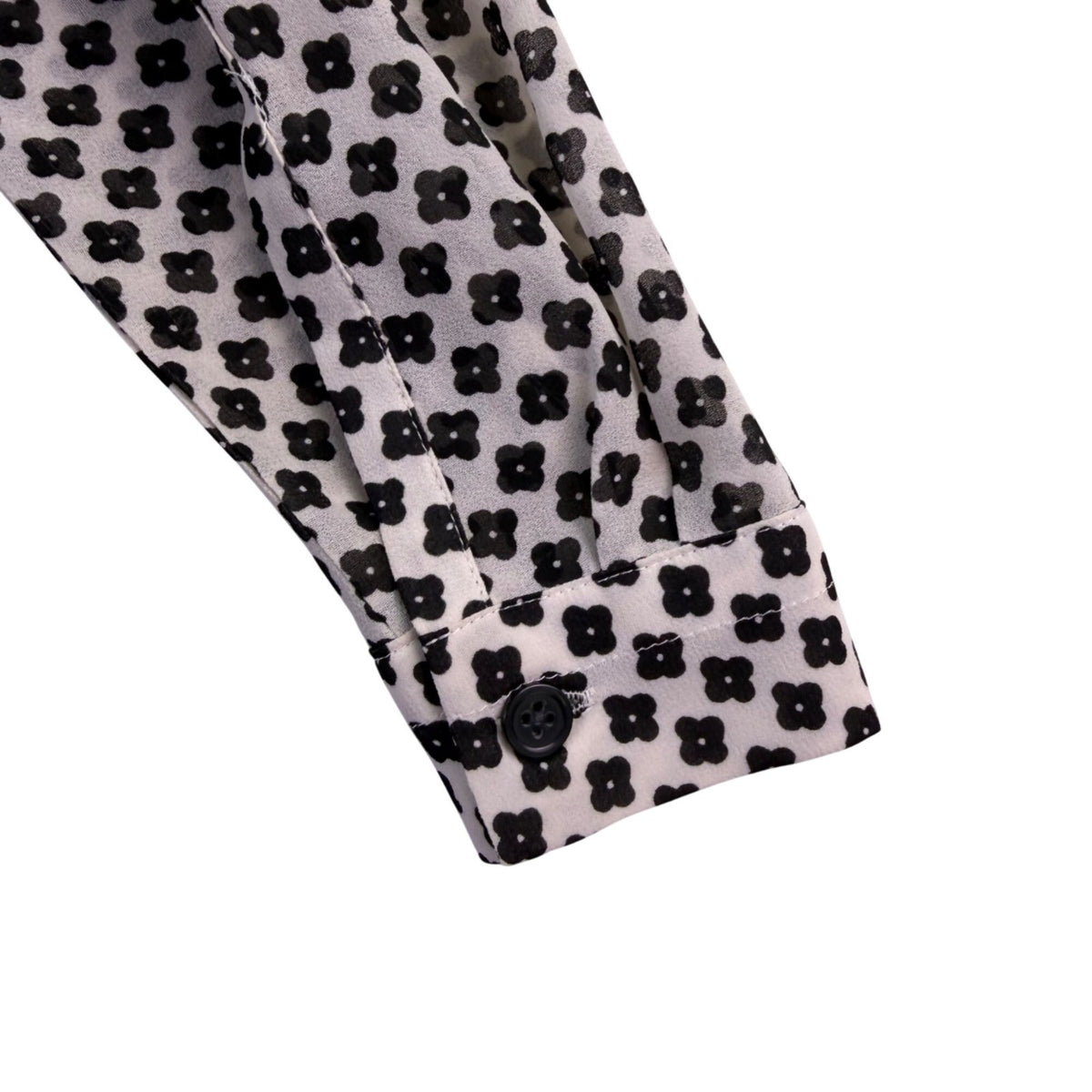 Ann Taylor Loft Womens White & Black Blouse Long Sleeve Floral Print Size XS