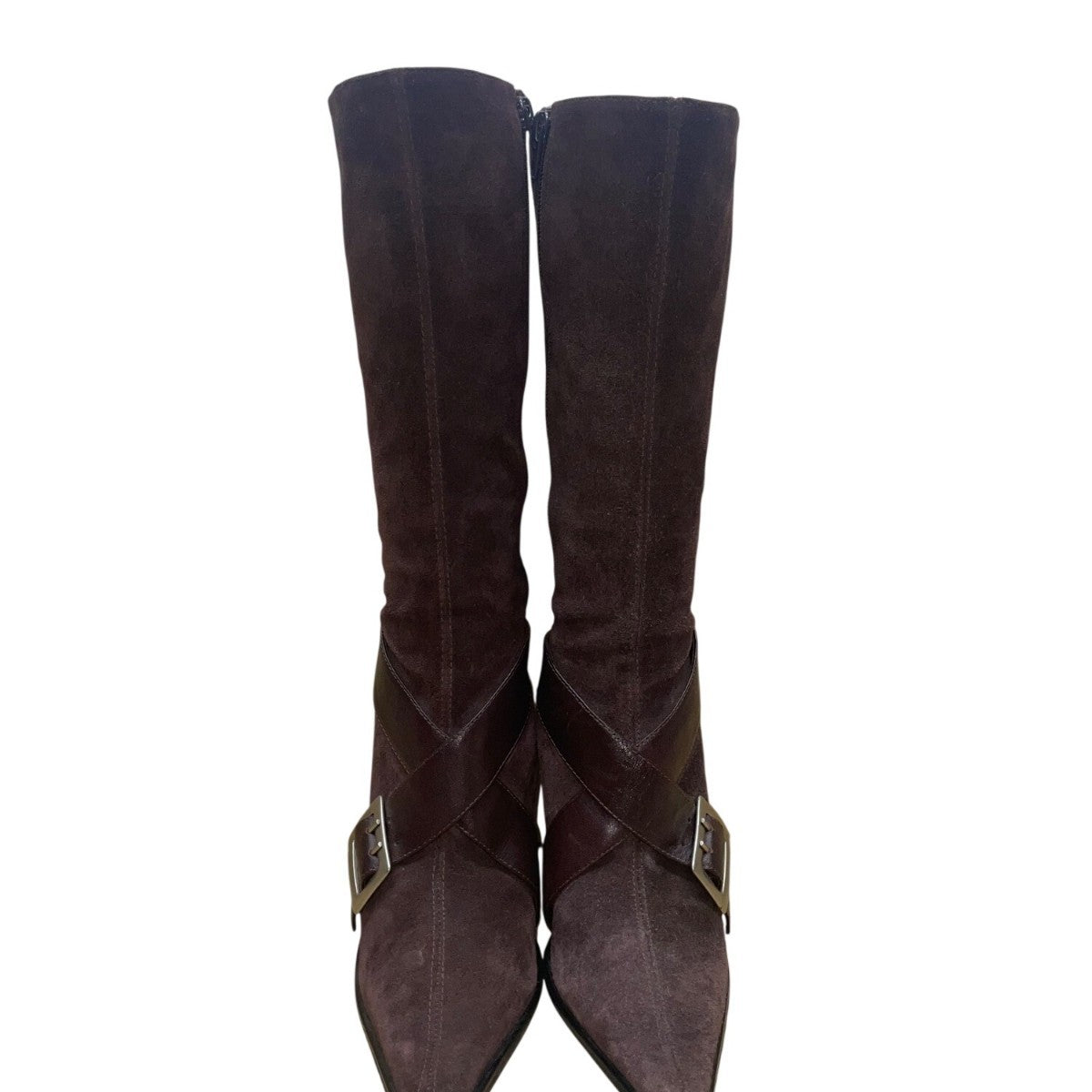 Guess Women’s Burgundy Suede Buckle Strap Stiletto Knee-High Goldie Boots Sz 6M