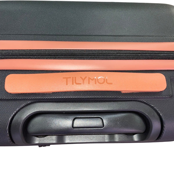 Tilymol Black & Orange Telescopic Handle TSA Lock Hard-Shell Spinner Luggage