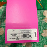 Vintage Green Short-Sleeve Button-Up Blouse With Orange Fruit & Leopard Print Li