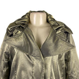 Hilary Radley Women’s Metallic Green Jacket Drawstring Long Sleeves Sz L