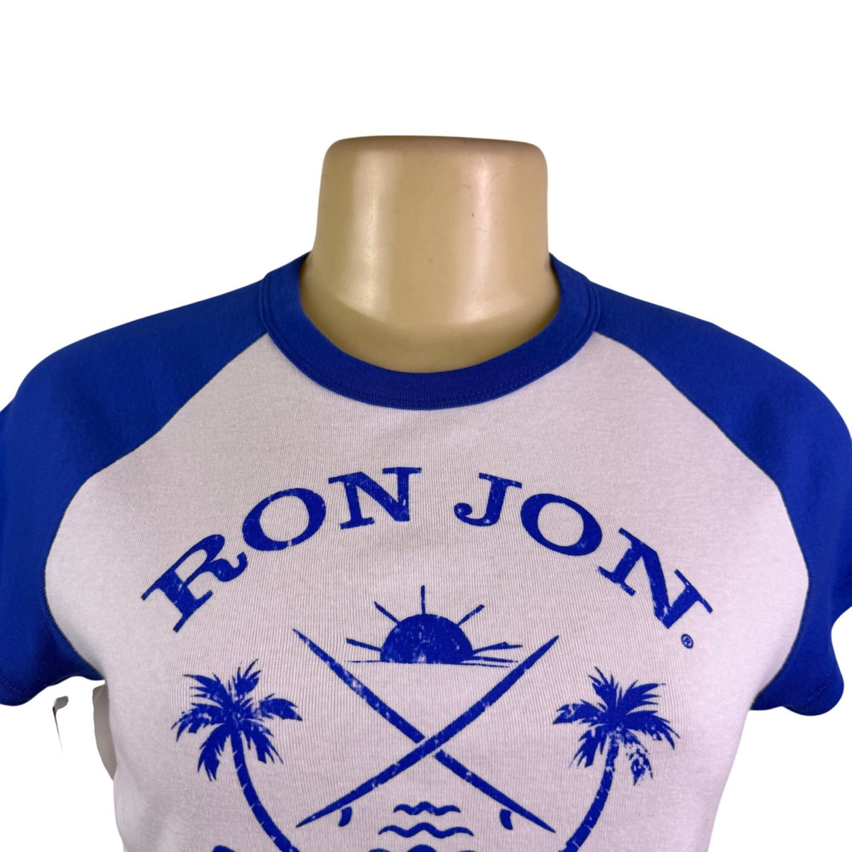 Ron Jon Womens Royal/White Surf Club Raglan Crop Top Size M