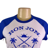 Ron Jon Womens Royal/White Surf Club Raglan Crop Top Size M