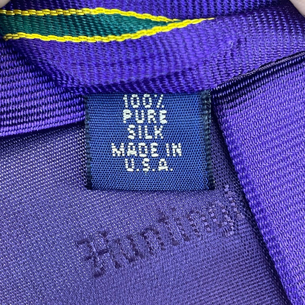 Huntington Mens Purple & Green 100% Silk Striped Classic Tie Made In USA