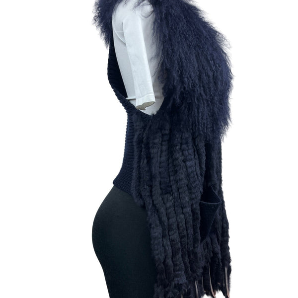 Moma Women’s Navy Blue Sweater with Outer Pockets Wool - One Size