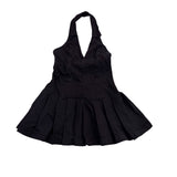 Love Fire Womens Black Cotton Blend Halter Pleated Stylish Fit Size L 
