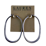 Lauren Ralph Lauren Womens Silver Tone Hoop Earrings Modern Style Gift