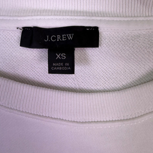 J.Crew Womens White Cotton Crewneck Pullover Sweatshirt Size XS