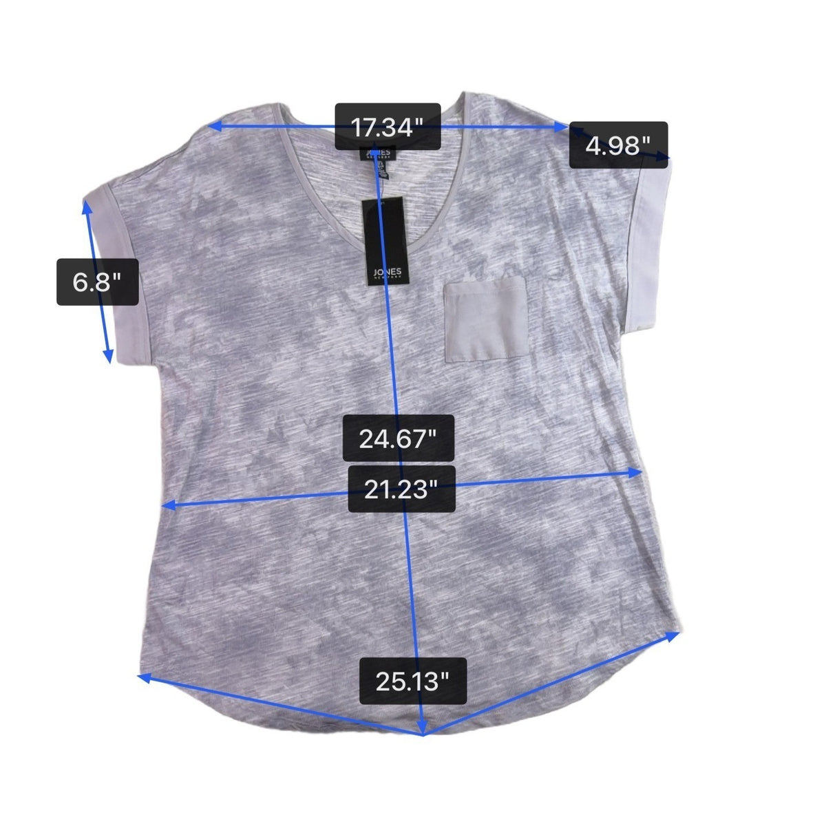 Jones New York Womens Light Gray Casual Pocket Tee Size L