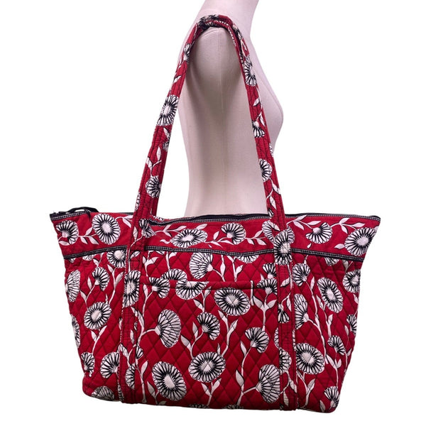 Vera Bradley Women’s Red Floral Quilted With Double Straps Tote Bag