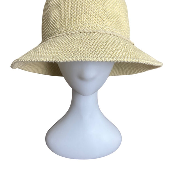 Yellow Cloche Hat With Braided Band & Metal Buckle Accent