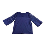 Chicos Womens Navy Top Bell Sleeves Blue Perforated Style Sz XL