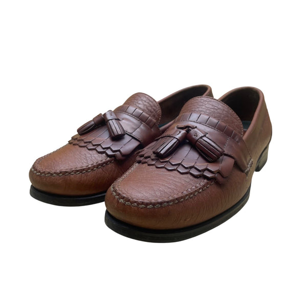 H.S Trask Men’s Brown Leather Vibram Sole Tassel Moccasin Size 12N