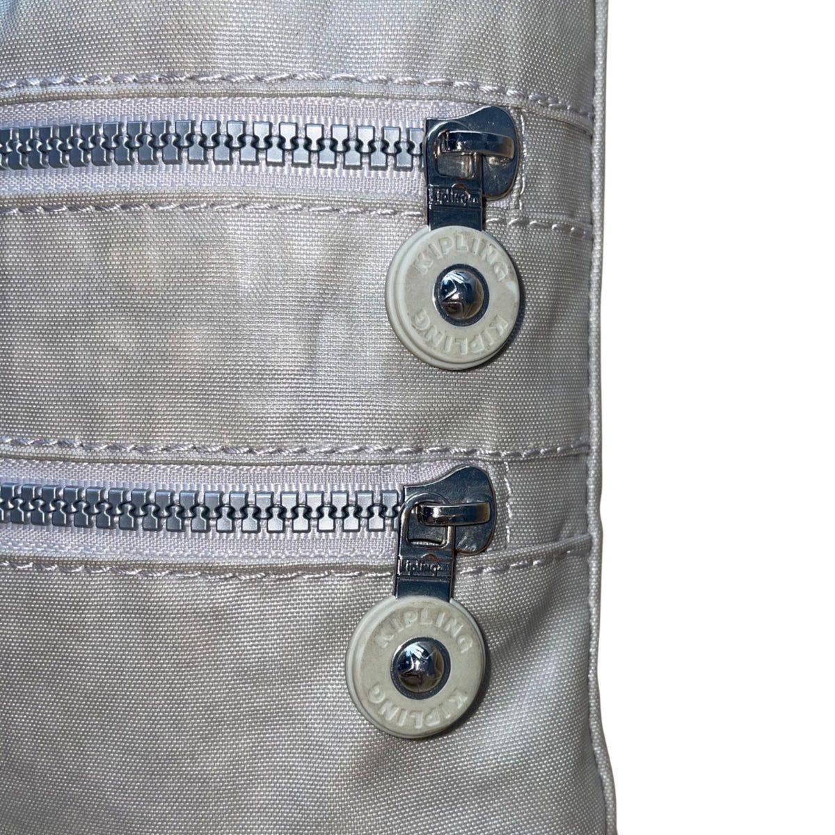 Kipling Women’s Silver Metallic Zippered Pockets Adjustable Strap Crossbody Bag