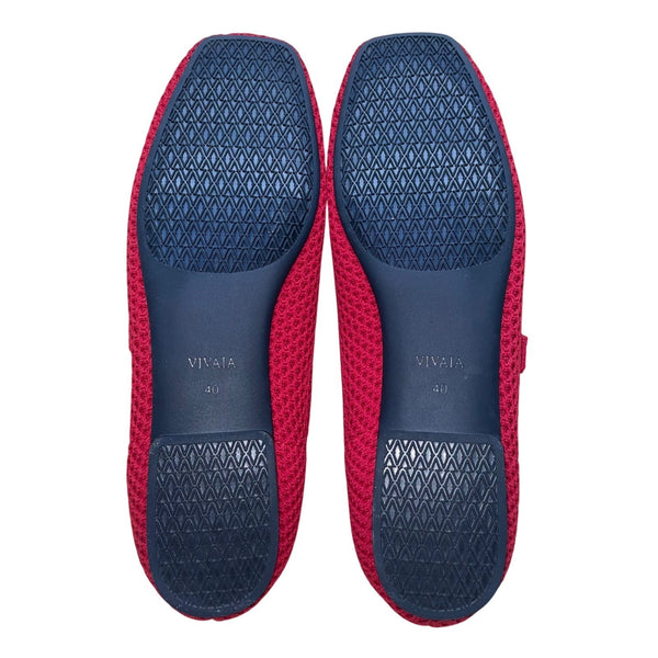 Vivaia Women Red Knitted Fabric Mary Jane Flats Size US9
