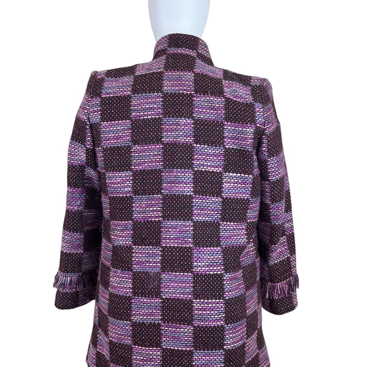 Starlite Womens Brown & Pink Woven Fringe Open Front Blazer Jacket Sz 12