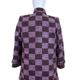 Starlite Womens Brown & Pink Woven Fringe Open Front Blazer Jacket Sz 12