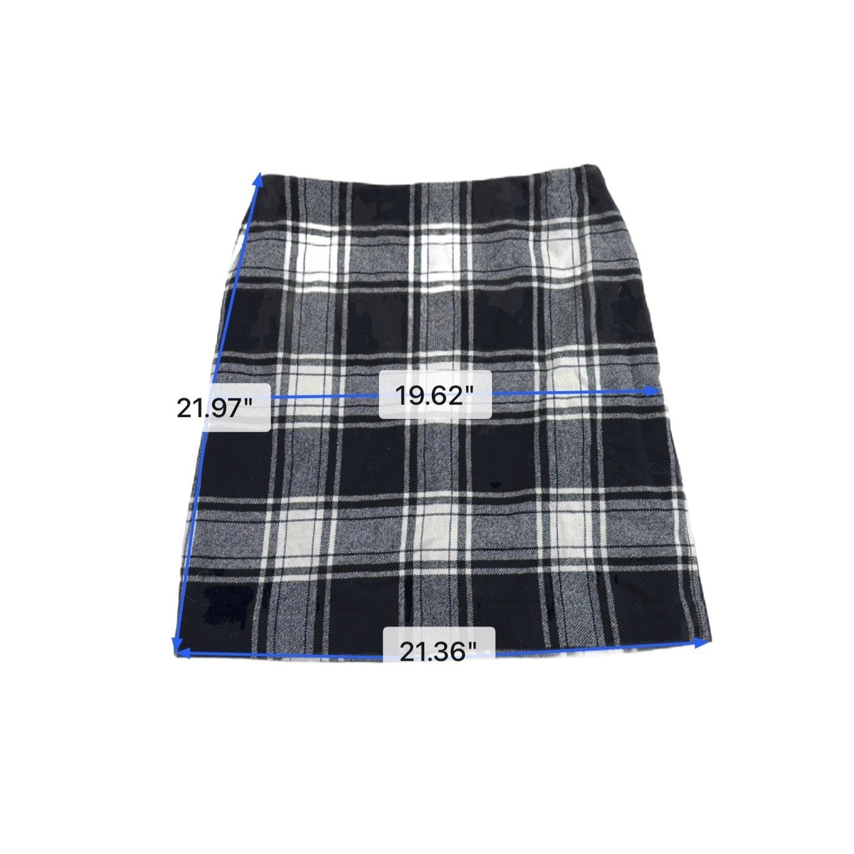Talbots Womens Black & White Wool Blend Plaid Skirt Fully Lined Size 10