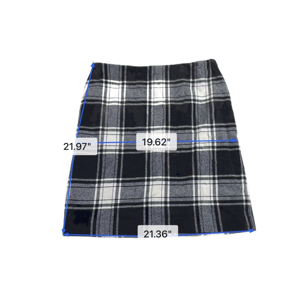 Talbots Womens Black & White Wool Blend Plaid Skirt Fully Lined Size 10