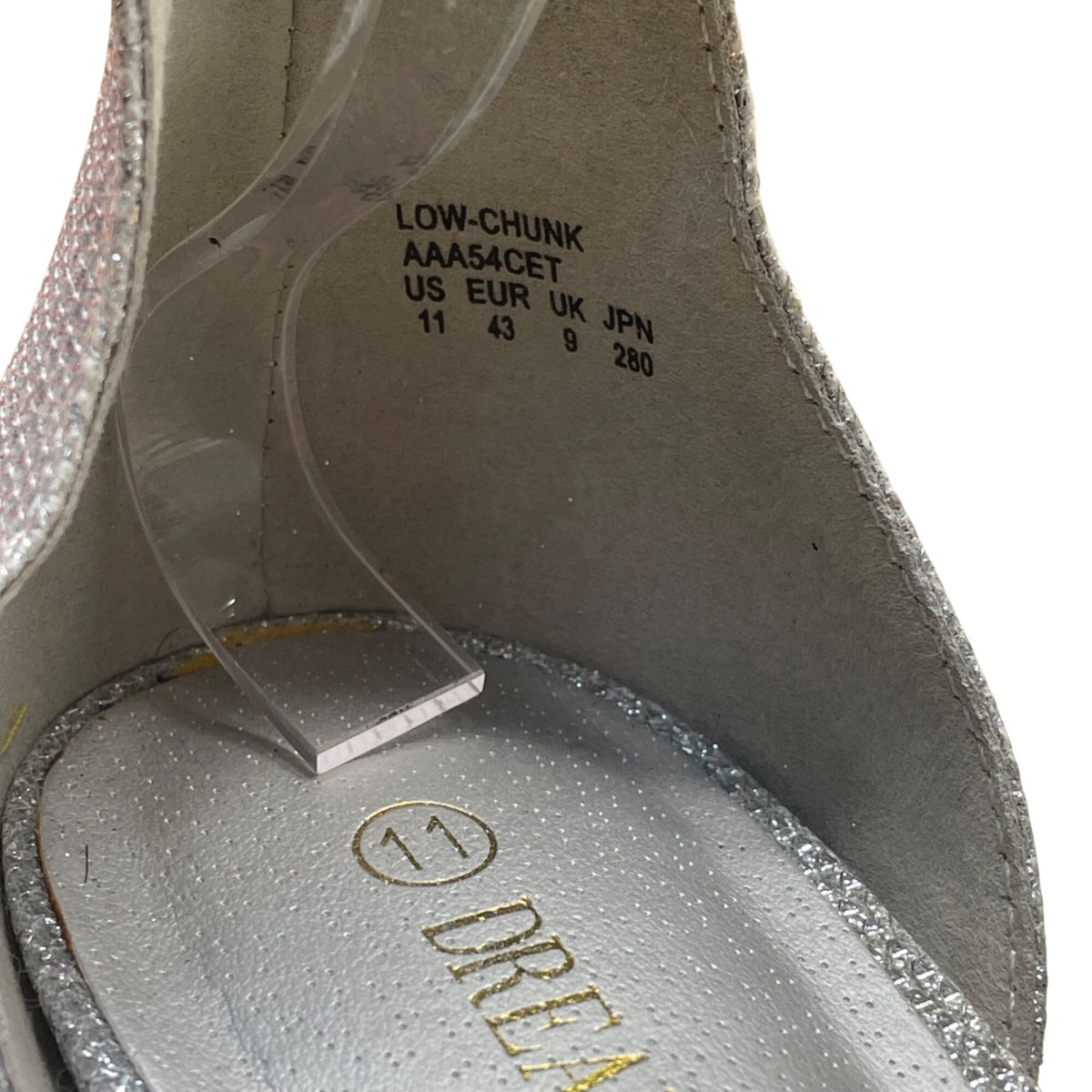 Dream Pairs Womens Silver Glitter Synthetic Low Chunk Heel Sandals Size 11