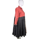 Shari B. Green Womens Red Black Patchwork Button-Up Dress Artsy Style Sz XL