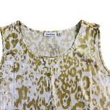 Joan Rivers Womens Beige & White Leopard Print & Sequin Sleeveless Top Size L