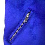 Bershka Womens Blue Faux Shearling Biker Jacket With Zipper Pockets Size S