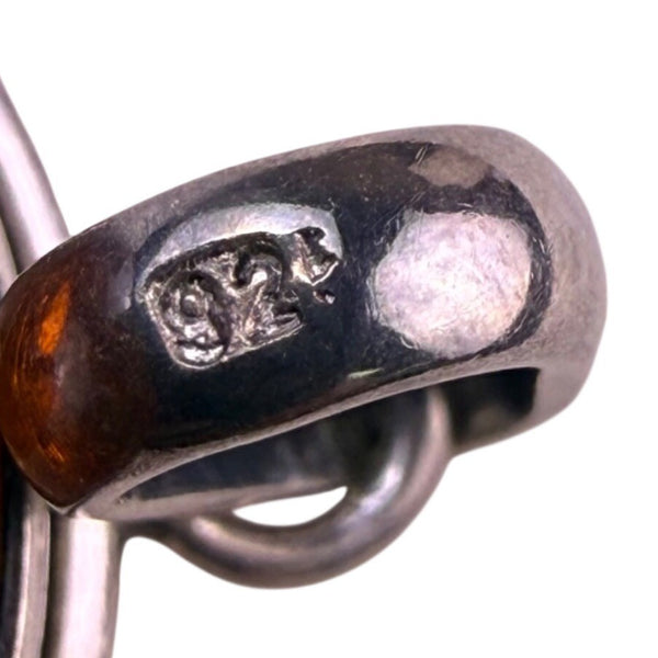 Sterling Silver Womens Amber Pendant 925 Hallmark Oval Shaped  Jewelry Vintage