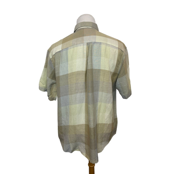 Van Heusen Men's Multicolored Square Pattern Short Sleeve Button Up Shirt Sz- XL