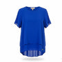 Michael Kors Womens Blue Short Sleeve Layered Hem Top Size 1X