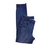 Ann Taylor Loft Womens Blue Denim Jeans Raw Hem Slim Straight Mid-Rise Size 30