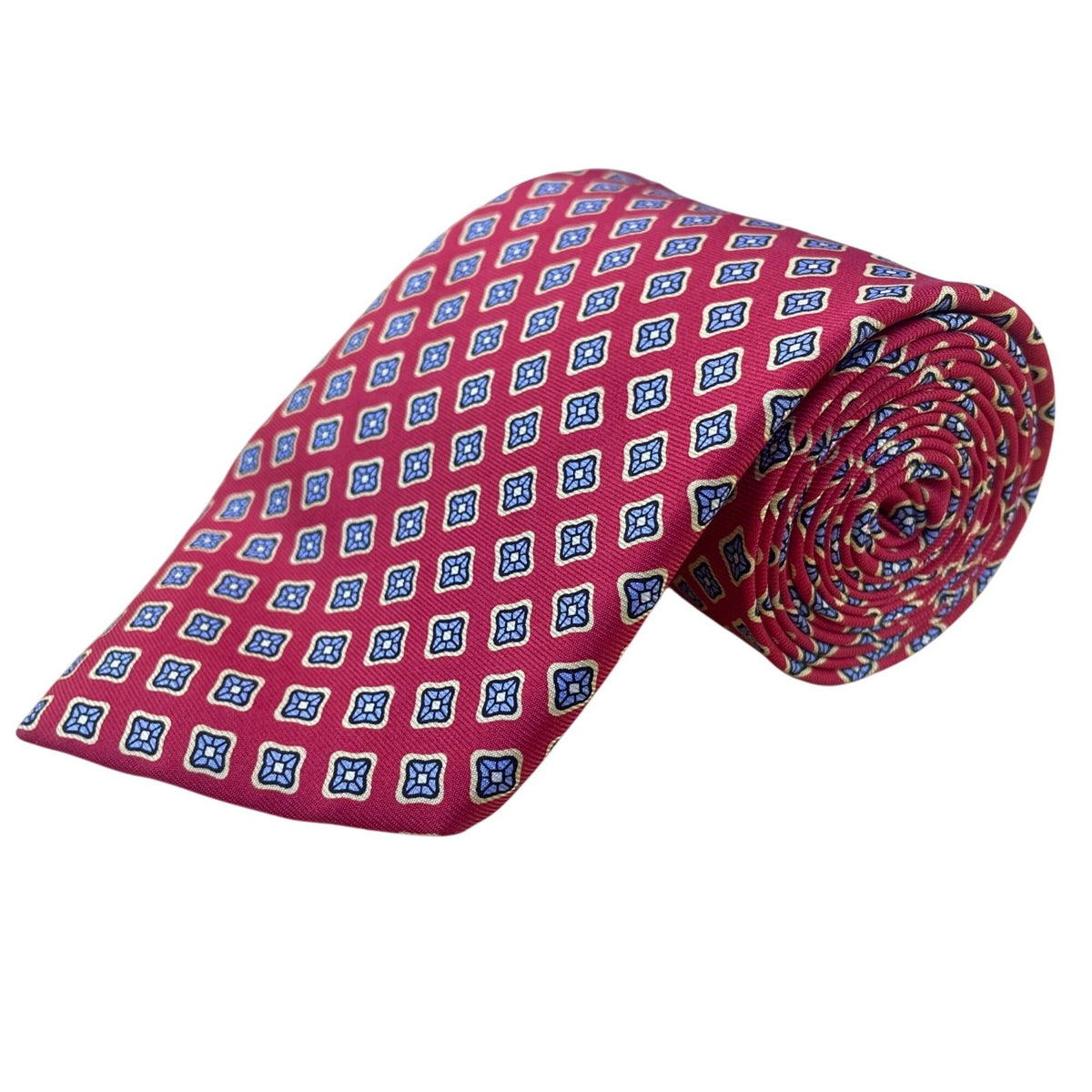 Silk Mens Red Blue Geometric Pattern Tie Made In Ireland Classy Businesswear