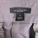 Ann Taylor Womens Light Gray Dress Pants Flat Front Button Details  Size 12