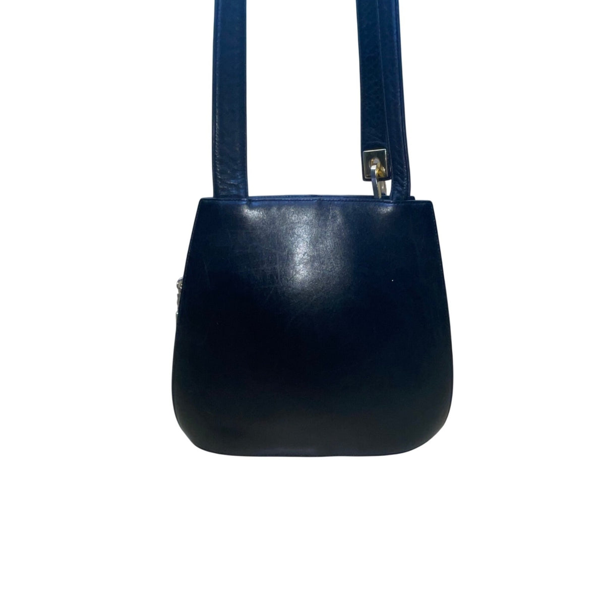 Valentino Orlandi Made In Italy Women’s Black Leather Gold Hardware Shoulder Bag