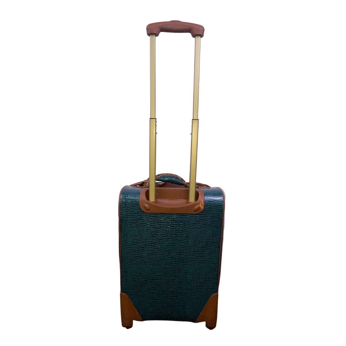 Samantha Brown Unisex Teal & Brown Faux Croc-Embossed Spinner Carry-On Luggage