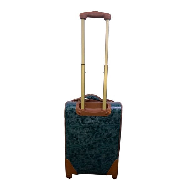Samantha Brown Unisex Teal & Brown Faux Croc-Embossed Spinner Carry-On Luggage