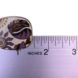 Giovanni Womens Gold Tone Cloisonné Brooch Vintage Floral & Paisley Motif Purple
