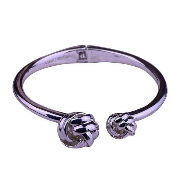 Anne Klein Womens Silver Tone Bangle Bracelet Twisted Knot Cuff Design 