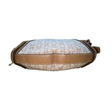 Fossil Women’s Beige Logo Pattern & Brown Leather Trim Adjustable Strap Hobo Bag