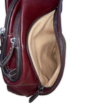 Women’s Burgundy Leather Multiple Compartments Sling Adjustable Straps Backpack