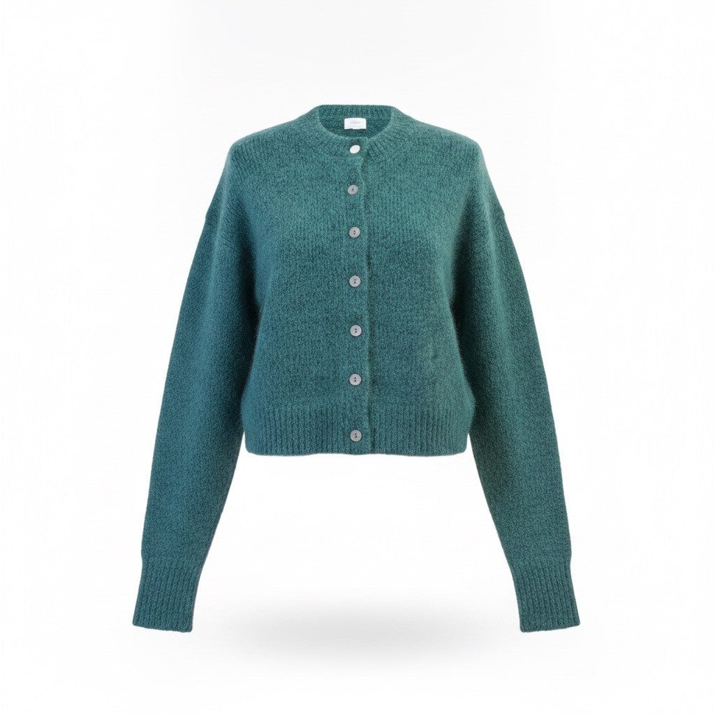 Cotton:On Womens Green Wool Blend Button-Up Cardigan Sweater Soft Textured Sz M