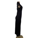 Donna Ricco Womens Black Cap Sleeve Maxi Dress Elegant Design Sz 6