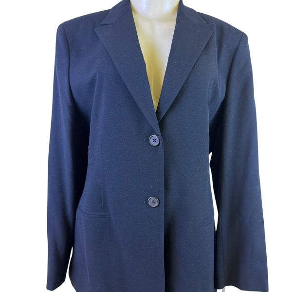 Lauren Ralph Lauren Womens Black Wool Blazer Jacket Petite 14P Career Workwear